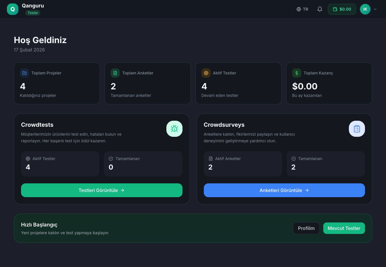 Qanguru Tester Dashboard